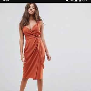 Asos Shawl Collar Wrapped Midi Dress